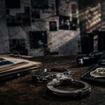 Noir detective office investigation scene